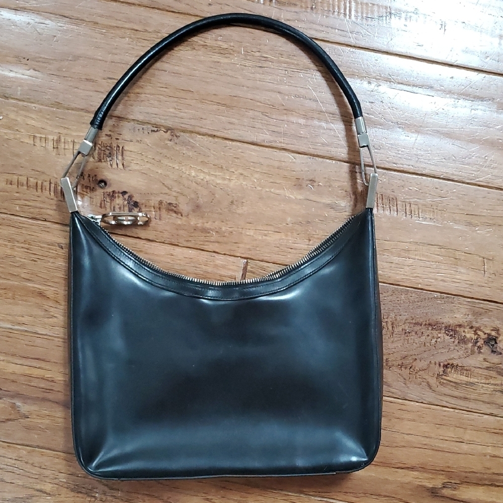 Gucci Tom Ford Era 1998 Black Leather Y2K Shoulder Bag